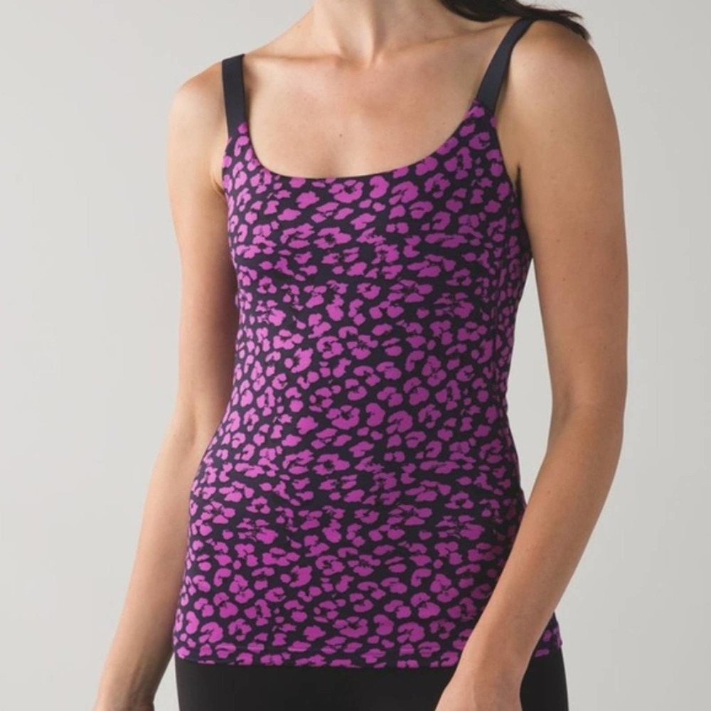 Lululemon Pink Barre None Cheetah Tank Top Sz 8